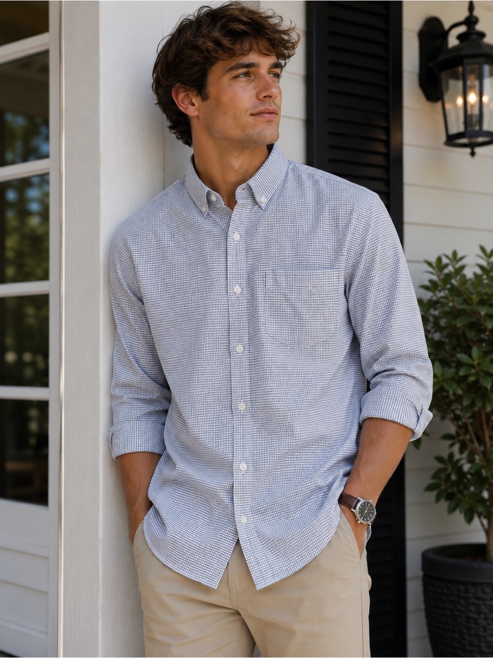 GAP Men's Gingham Check Long Sleeve Button Down Shirt Size XL